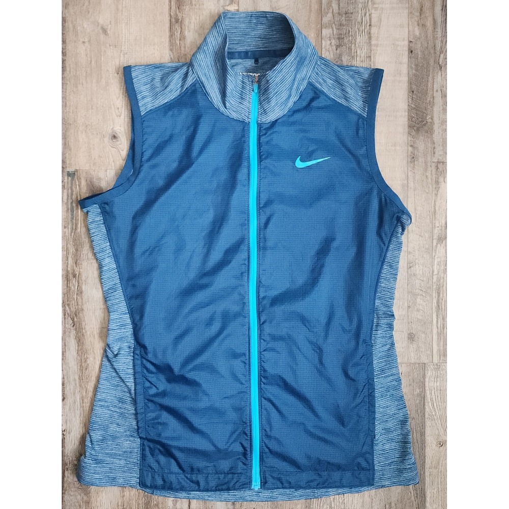 Nike Golf Vest Womens Medium Blue Dri-FIT Full Zip Tour Performance 640403-496